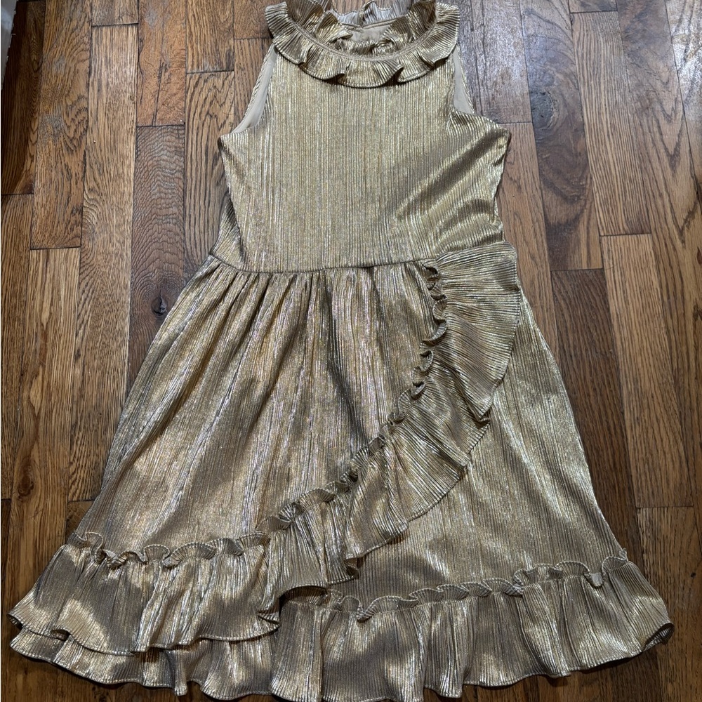 Janie and Jack Metallic Gold Ruffle Dress